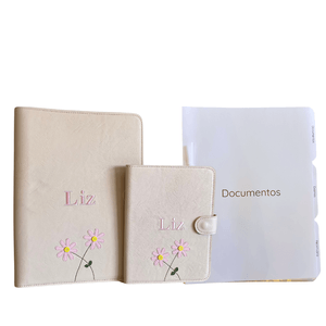 Kit Porta Documentos e Divisórias do Bebê Rosa Antigo