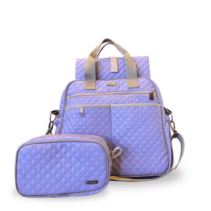 Mochila Maternidade Multifuncional Matelassê Lilás