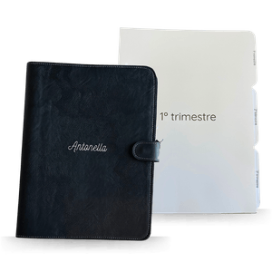 Pasta Gestante Personalizado com Nome Preta + Divisórias Trimestrais